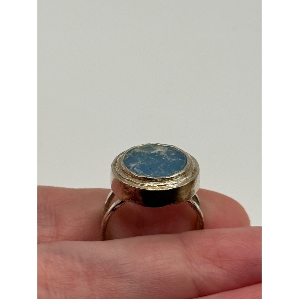 Luli Hamersztein Sterling Silver Roman Glass Ring Size 7 - Picture 2 of 15